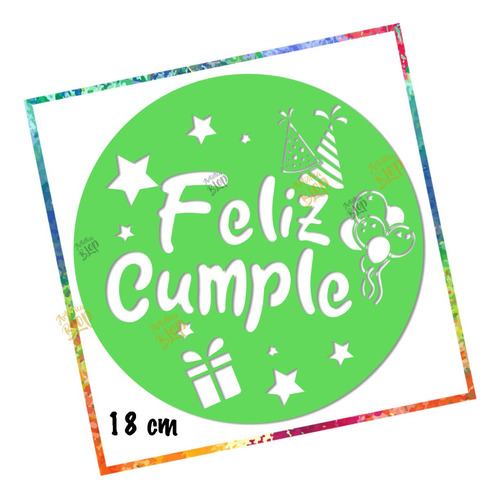 Stencil Plantilla Feliz Cumpleaños 18cm Decoracion Tortas