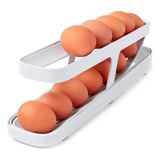 Porta Ovos Bandeja Dispenser Rolante Organizadora Ate 14 Un Cor Branco