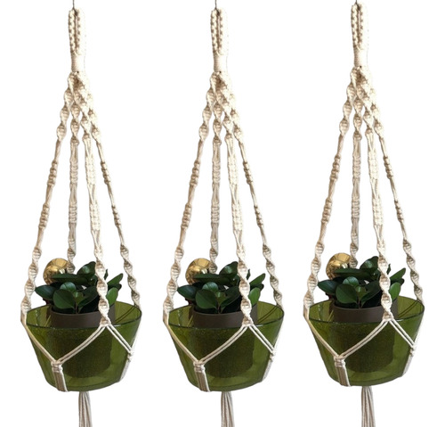 Suporte Em Macramé 03 Unidades 80cm Hanger Plant