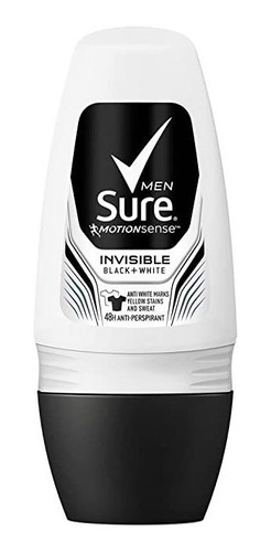 6x Sure Men Invisible Black And White Roll-on Antiperspirant