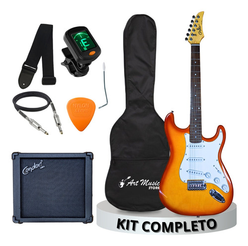 Kit Guitarra Condor Stratocaster + Capa + Amp E Acessórios