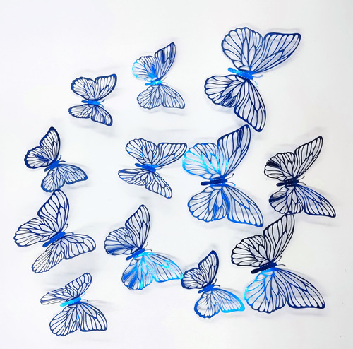 Mariposas Decorativas 3d Papel Pared Azul