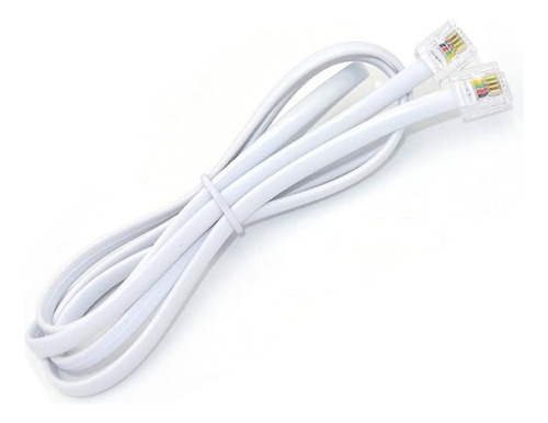 Cable De Linea Telefono 4.5mts Rj11  Blanco (x 20unidades)