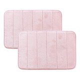 Kit 2 Tapetes De Banheiro Super Soft 60x40 Antiderrapante Cor Rosa Liso