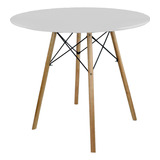 Mesa Eiffel Charles Eames Redonda 90cm Mdf Pe Madeira Metal