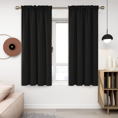 Deconovo Cortinas Opacas Negras Para Dormitorio, Con Bolsill