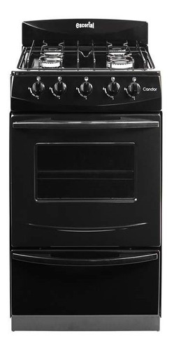 Cocina Escorial Candor Black 51cm Gas Natural 4 Hornallas