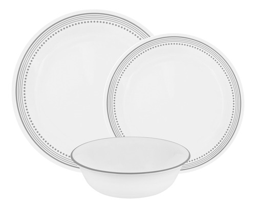 Corelle 1127003 Mystic Gray - Vajilla De 12 Piezas, Resisten