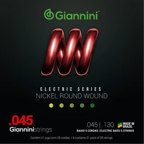 Encordado Giannini Geebrs-5 Electric Bass Nickel Rw 045-130
