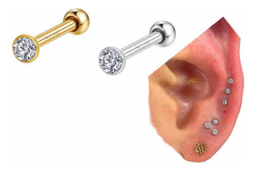 Piercing Kit Mini Ponto De Luz Orelha Australiano Aço Cirurg