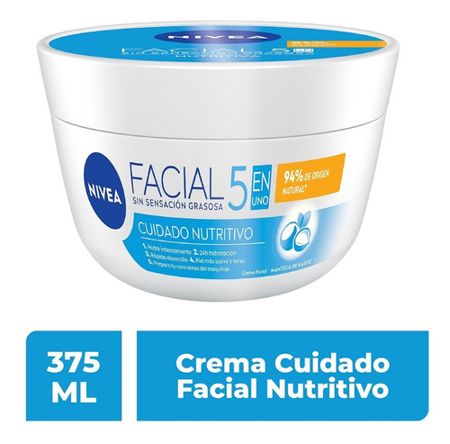 Crema Facial Hidratante Nivea 5en1 Sensación Ligera 375 Ml.