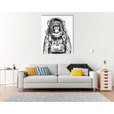 Cuadro Moderno Canvas Mono Astronauta Blanco Y Negro 80x60