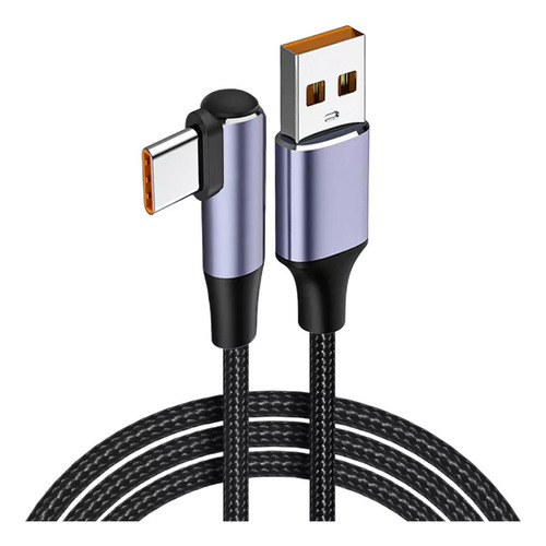 Cable Usb Tipo C Super Carga Rápida 2m 100w 6a Nylon Negro