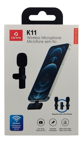 Microfone De Lapela Sem Fio K11 Portátil Para Tipo C