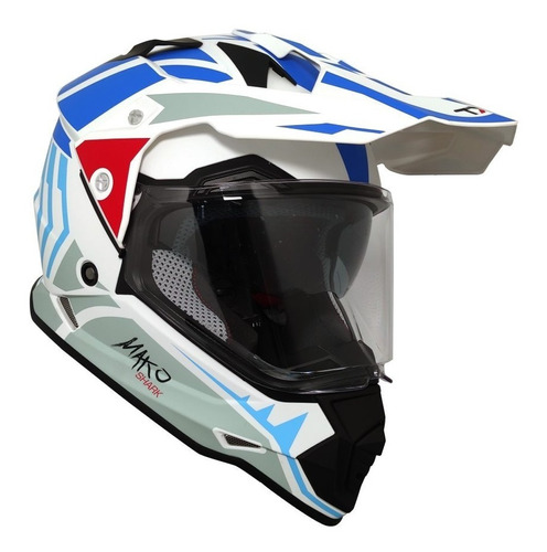 Casco Tech-x2 632a Mako Con Mica Bco/azul Mate Rider One