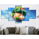 5 Cuadros Canvas Mario Galaxy Cabeza Gaming Decorativo Arte