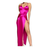 Vestido Elegante Espalda Descubierta Tajos Sexy Talle Grande