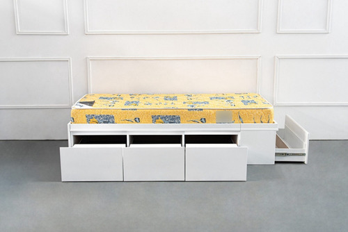 Cama Box Con Cajones Blanca 1 Plaza Y Media 100x190 