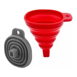 Funil Retrátil Dobrável Flexível Vermelho Silicone Cozinha