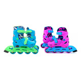 Roller Skate Patin Extensibles Rosa Celeste 2 Talles Niños