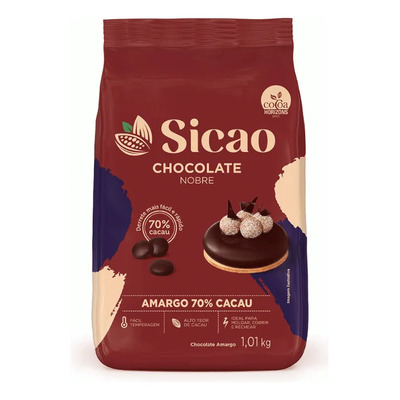 Gotas De Chocolate Nobre Sicao Amargo 70% Cacau 1,01kg | Parcelamento sem juros