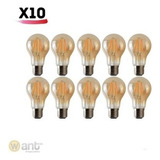 Pack 10 Ampolletas Led A60 Vintage 6w E27 2700k Ambar Retro