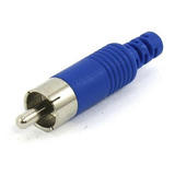 Plug Rca Macho Metal Plastico C/ Rabicho Azul - 50 Peças