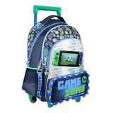 Mochila 18 , C/carrito Game Zone, Luz Led, Footy, 12931