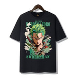 Camiseta De Manga Corta De Algodón Puro One Piece Zoro Moda