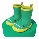 Botas De Lluvia De Tiburón Verde Y Amarillo Para Niños Y