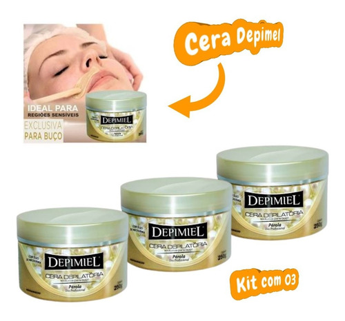 Cera Para Depilar Buço Perola  Depimiel  250g (kit 03)