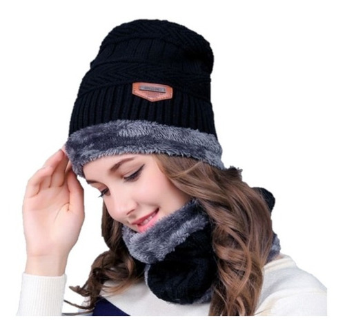 Gorro Con Bufanda Cerrada Hombre Mujer Para Invierno Frio