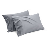 Fundas Para Almohada De Rayon De Bamboo Gris Plata 50x91cm