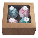 [15 Unidades] Cajas De Papel Kraft Para Cupcakes, Regalo De