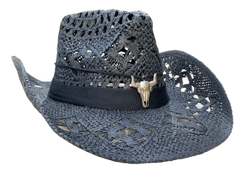 Sombrero Cowboy Negro/blanco Crochet   Pampita Envio Gratis 