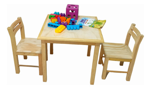 Set De Mesa Y 1 Silla Comedor Infantil Para Niños De Madera 