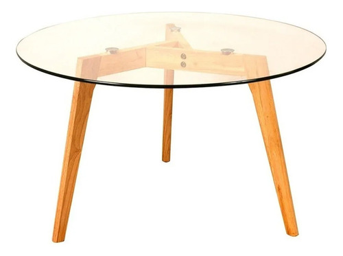 Mesa Ratona Grande Xl 65cm Nórdica Escandinava Madera Vidrio