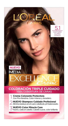 Tinte Para Cabello Imédia Excellence 5.1 Castañoclaro Cenizo