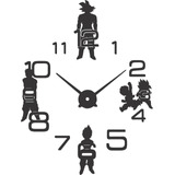 Reloj De Pared Dragon Ball Z Madera Calada Negro Deco 50 Cm