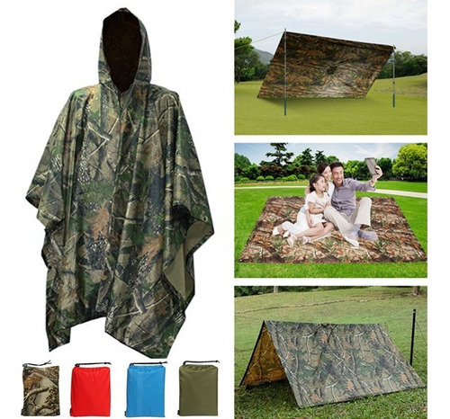 Poncho De Camping Camuflaje Impermeable Capa Tienda Militar