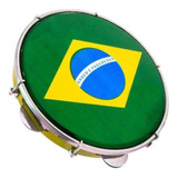 Pandeiro Luen 10 Profissional Pele Bandeira Aro Abs Cor Amarelo