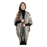 Poncho Capa Chal Largo Flecos Tejido Suave Tribal Boho Chic