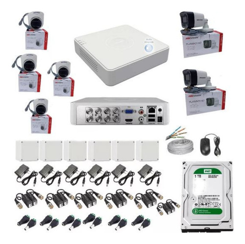 Kit Camaras De Seguridad Con Audio Hikvision 1080p Dvr8+6cam