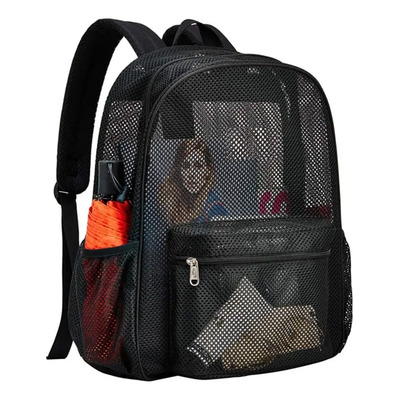 Mochila De Malla, Mochila Transparente Negro Poliéster