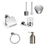 Set Kit De Accesorios Para Baño Acero Inoxidable Cromado