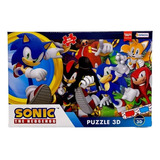 Puzzle 3d De Sonic Con Anteojos Incluidos! 60pcs Tapimovil