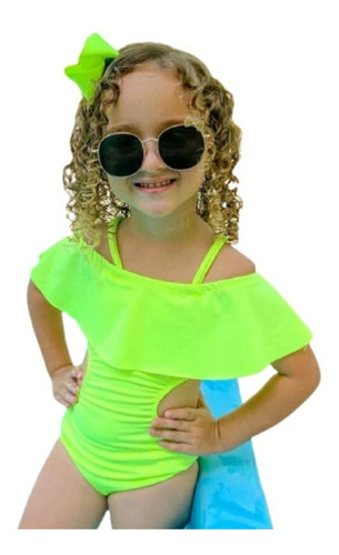 Body Maiô Neon Verão Moda Praia Mini Diva Infantil Meninas