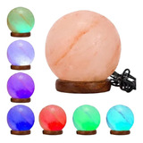 Lampara Sal Rosada Himalaya Esfera Usb Con Luz Led 7 Colores