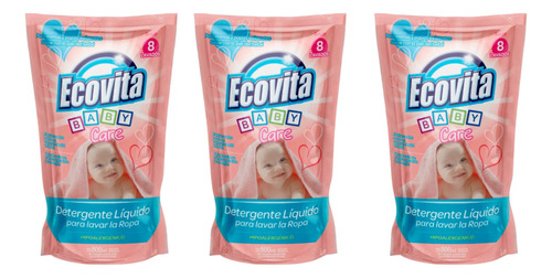 3 Detergentes Bebe Liquido Para Ropa Doypack X 800 Ecovita