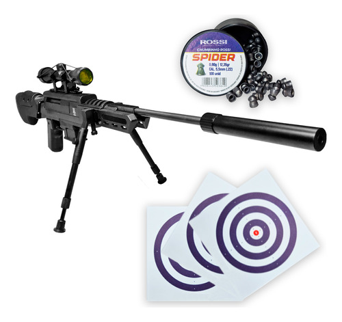 Carabina Pressão Sniper Sag Black Ops 5,5mm Luneta 4x32